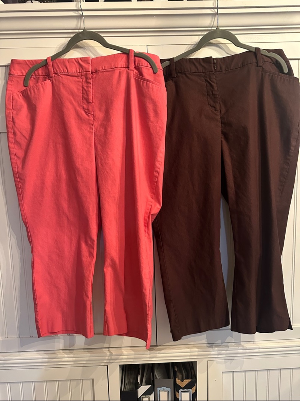 Lane Bryant Bundle: Coral and Brown Capris - Straight Fit Size 16